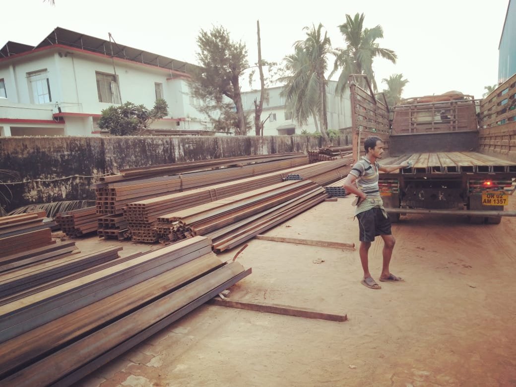 Steel being loaded for dispatch